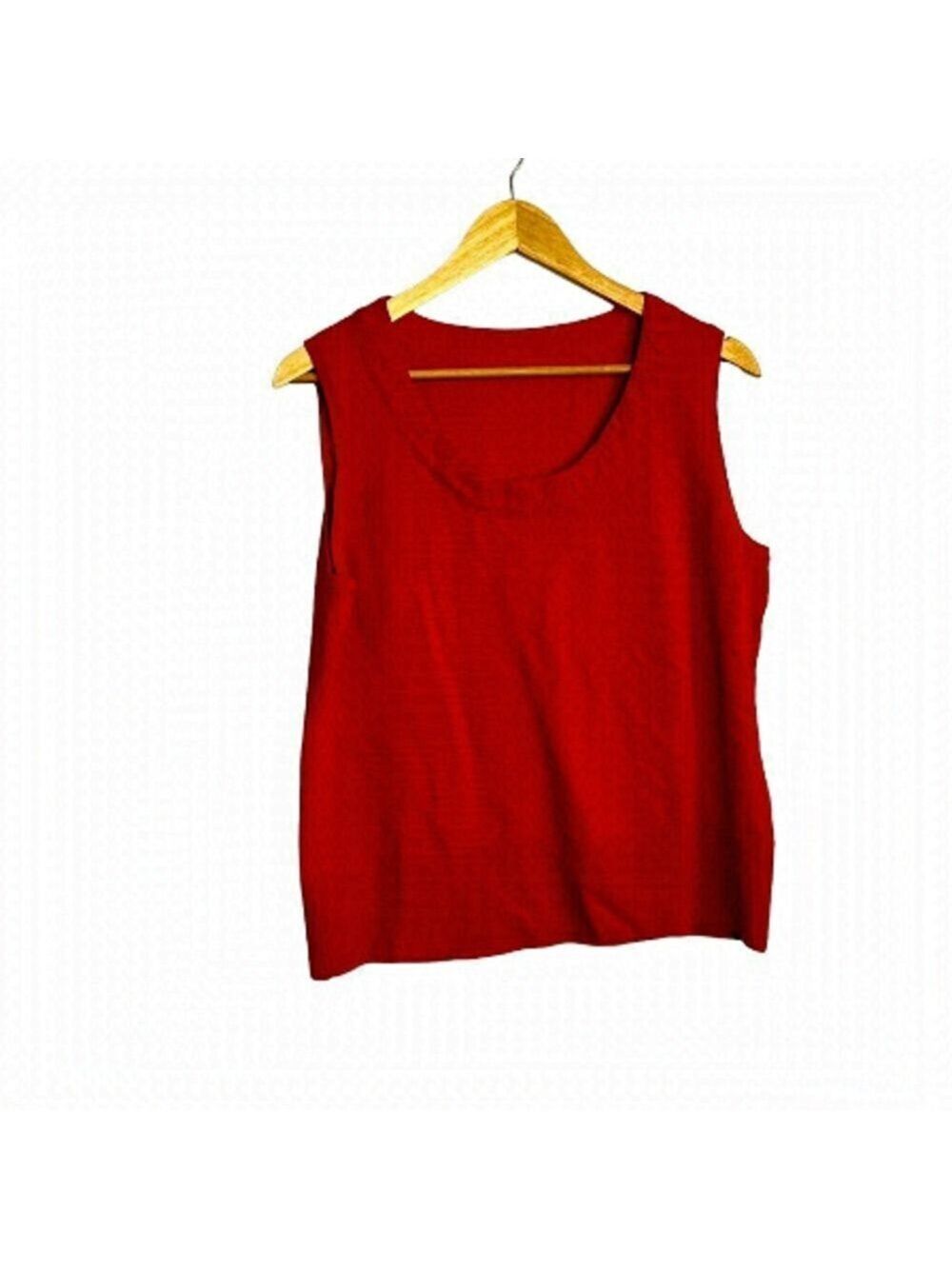 Vintage Tanjay International crewneck top sleeveless blouse red cotton size L